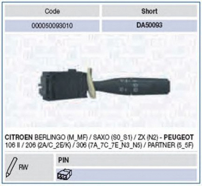 MAGNETI MARELLI 000050093010 -  Выключатель на колонке рулевого управления